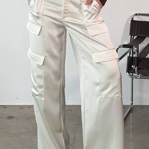 The Nilo Shop | Milan Satin Cargo Pant - Pearl